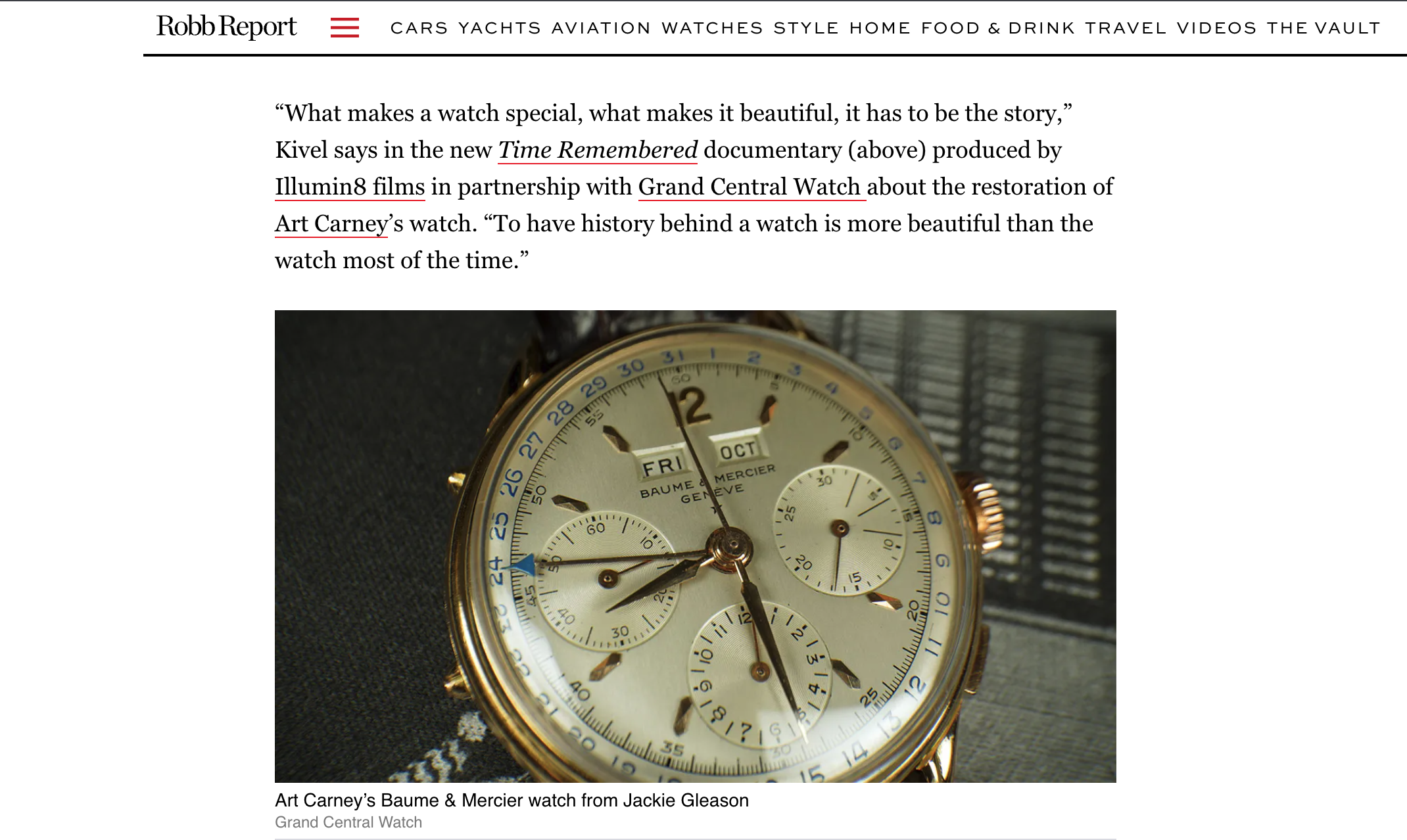 Robb Report feature on illumin8 films